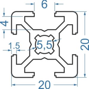 Алюминиевый Станочный профиль 20х20 (2020) Не анод