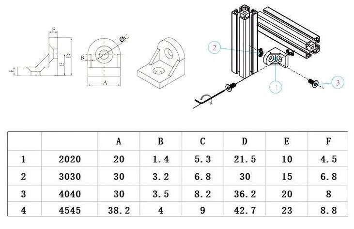 Угол поворотный для профиля 4545 - Запчасти для 3д принтера и ЧПУ станков