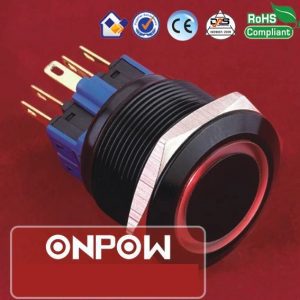 Кнопка с подсветкой ONPOW 25мм 2NO2NC GQ25-22ZE/R/24V/A